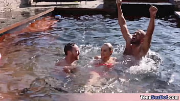 Cute teen gets fucked after an outdoor party