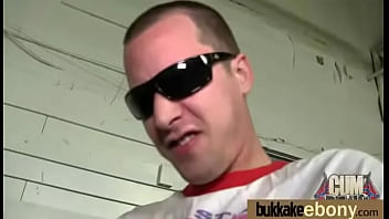 Hot ebony chick in interracial gangbang 10