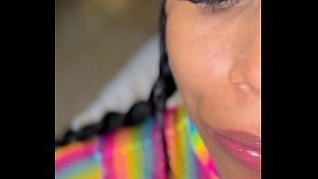 Fucking blowjob from a pretty latin fairy in a rainbow fishnet
