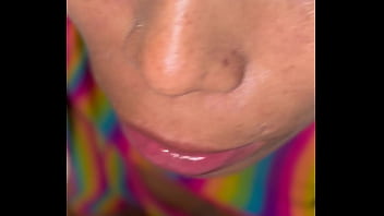 Fucking blowjob from a pretty latin fairy in a rainbow fishnet