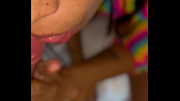 Fucking blowjob from a pretty latin fairy in a rainbow fishnet