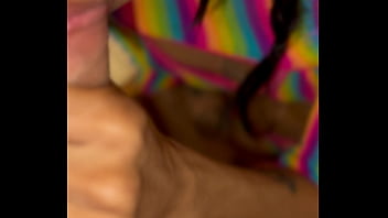 Fucking blowjob from a pretty latin fairy in a rainbow fishnet