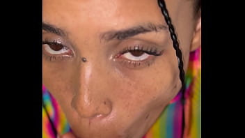 Fucking blowjob from a pretty latin fairy in a rainbow fishnet