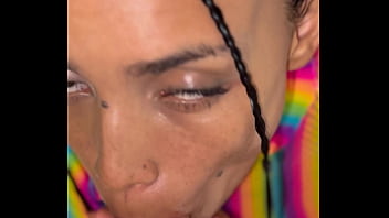 Fucking blowjob from a pretty latin fairy in a rainbow fishnet