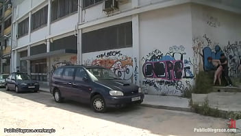 Naked Euro Red Head Babe Yakima Squaw Is Walked With Hands Bound Behind Back Through City Public Streets Then Gets Fucked And Cummed By Master James Deen And Stranger thumbnail