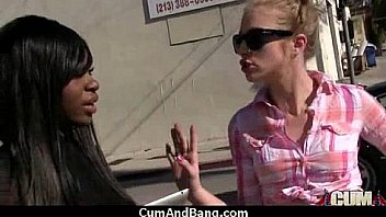 Black chick gets gangbanged by a group of white guys 29