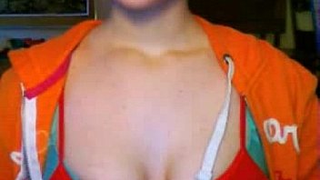 Shy webcam teen shows her hot boobs