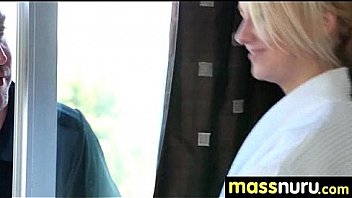 Busty teen gives nuru sex massage