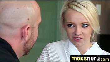 Busty teen gives nuru sex massage