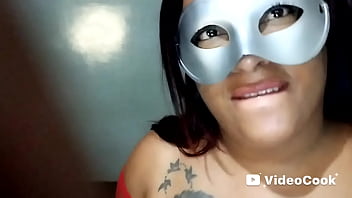 Showing off her boyfriend's cock and taking cum in her face