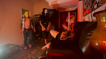 Hairy pussy squirt slut gets her holes used by three home intruders on halloween chloe kreams supa dupa corey justanicecock steve rickz