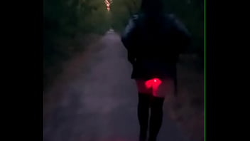 Free public walk with anal plug