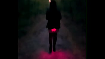 Free public walk with anal plug