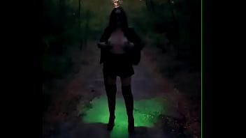 Free public walk with anal plug