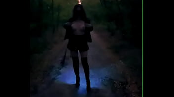 Free public walk with anal plug