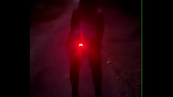 Free public walk with anal plug