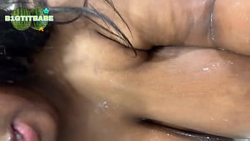 Big wet black tits washing sprinkles off