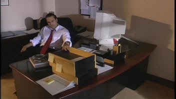 As always the boss deeply tests a new assistant at his luxury residence and certifies her competence by cumming on her belly