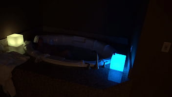 Bbw pleases herself in a big jacuzzi at night