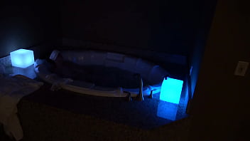 Bbw pleases herself in a big jacuzzi at night