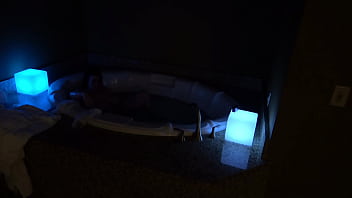 Bbw pleases herself in a big jacuzzi at night