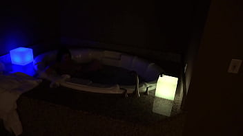 Bbw pleases herself in a big jacuzzi at night