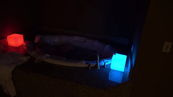 Bbw pleases herself in a big jacuzzi at night