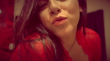 Latina in red lingerie unleashes her sensual side