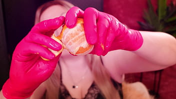 Nurse gloves and eating oranges arya grander