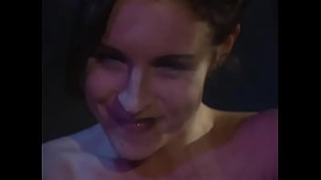 Pretty woman with big tits greedily fucks herself with a big dildo