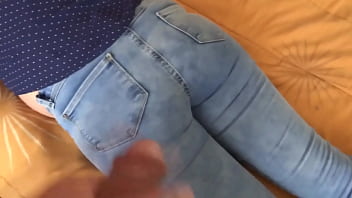 I love being bathed in cum i get two big cumshots on my ass and tits