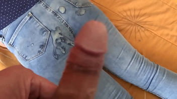 I love being bathed in cum i get two big cumshots on my ass and tits