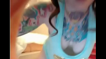 Teen girl glass dildo on