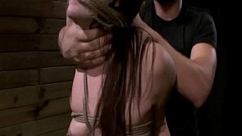 Tied up babe gets fucked and gets cumshot
