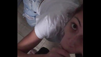 Candie cross’ eyes locked on mine while she gags on my cock in those tight jeans—the perfect submissive slut begging to be used