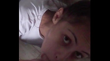 Candie cross’ eyes locked on mine while she gags on my cock in those tight jeans—the perfect submissive slut begging to be used