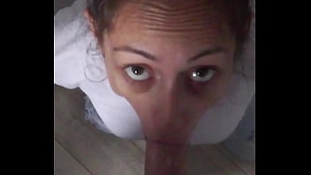 Candie cross’ eyes locked on mine while she gags on my cock in those tight jeans—the perfect submissive slut begging to be used