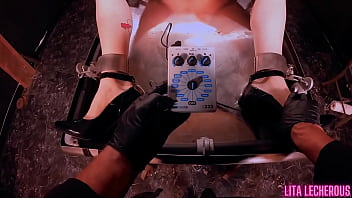 Strait jacket bound slut gets caning and pussy stapling