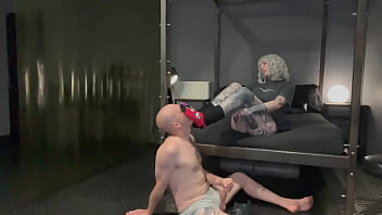 Hunter bradley sniffing and licking blazed brat's sneakers socks & feet