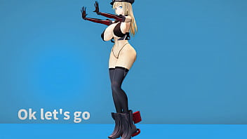 Kancolle ship bismarck motivates herself by doing naughty exercise