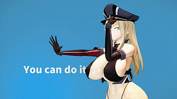 Kancolle ship bismarck motivates herself by doing naughty exercise