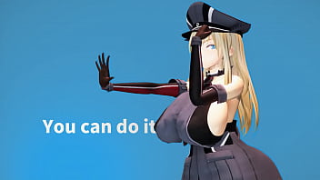 Kancolle ship bismarck motivates herself by doing naughty exercise