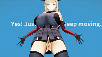 Kancolle ship bismarck motivates herself by doing naughty exercise