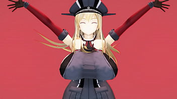 Kancolle ship bismarck motivates herself by doing naughty exercise