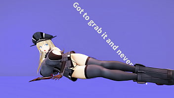 Kancolle ship bismarck motivates herself by doing naughty exercise