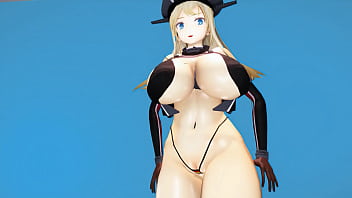 Kancolle ship bismarck motivates herself by doing naughty exercise