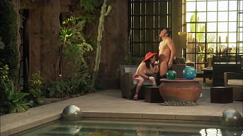 Big tit brunette rayveness sucks and fucks a hard cock dry