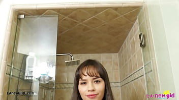 Smoldering brunette goddess enjoys a sensual bath