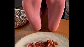 My so delicious nylon soles next to your plate with fried eggs My so delicious nylon soles next to your plate with fried eggs