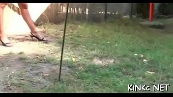 Female dom plays with ass bondman